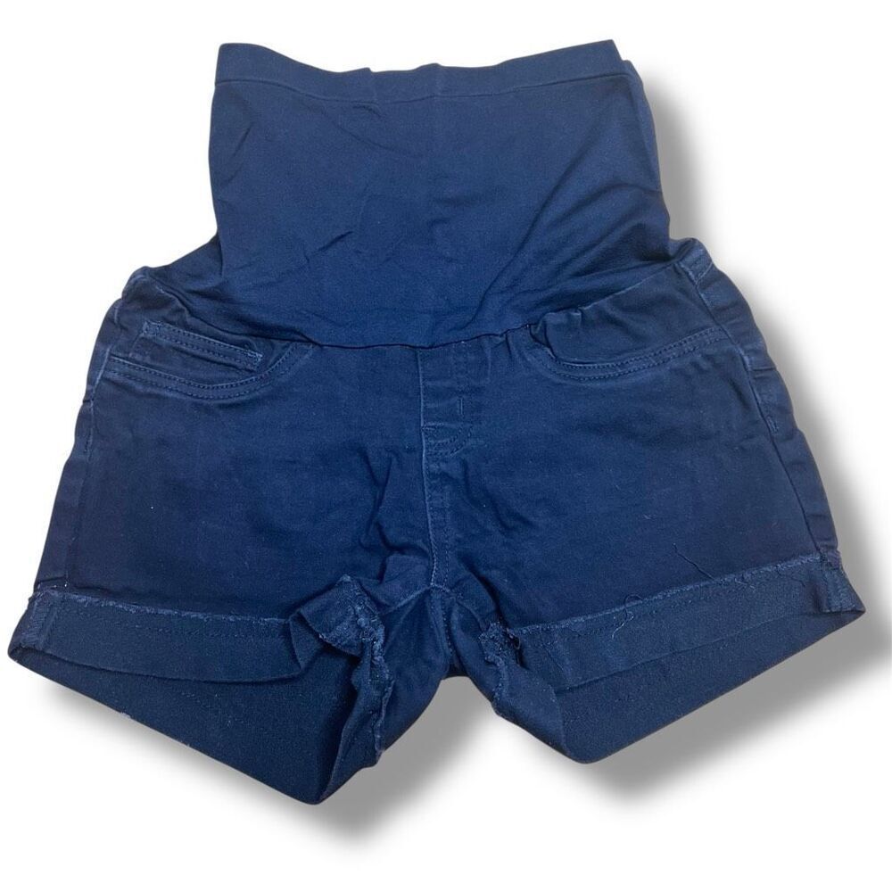 Bella Vida Maternity Cuffed Jean Shorts Black Wash Stretch Denim Women’s Medium